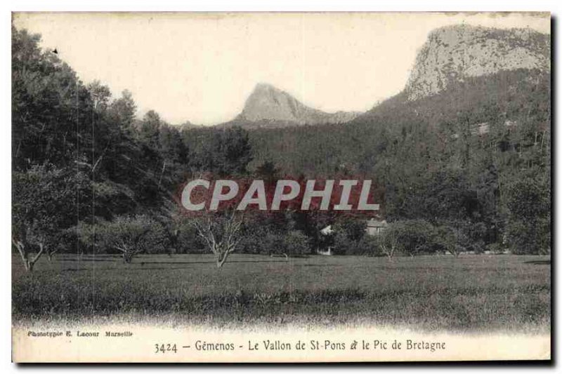 Old Postcard Gemenos Le Vallon de St Pons and the Pic de Bretagne