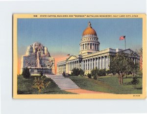 Postcard State Capitol Building And Mormon Battalion Monument, Utah