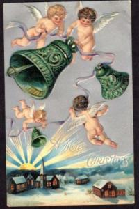 Cherubs & Bells Christmas 1908 Embossed Postcard