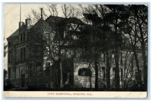 1910 City Hospital Building Entrance Grove Moline Illinois IL Posted Postcard