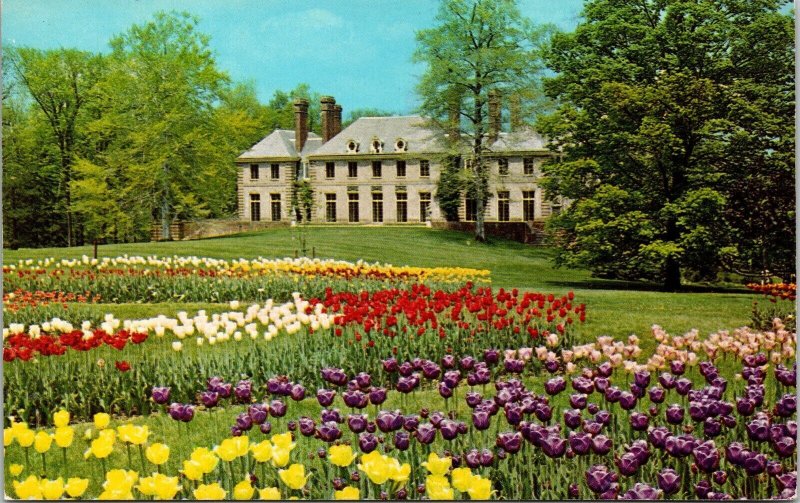 Kingwood Hall Center Mansfield Ohio OH Tulip Display Postcard VTG UNP Curteich   