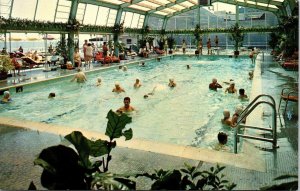 Chalfonte Haddon Halls Salt Water Pool Boardwalk Atlantic City NJ Postcard Vtg 