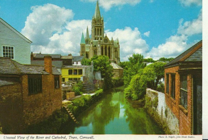Cornwall Postcard - Unusal View of River and Cathedral - Truro - Ref TZ242