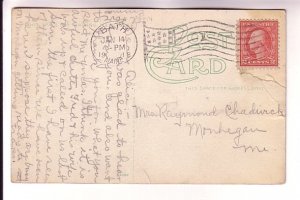 Public Library, Bath, Maine, Used 1918 Flag Cancel