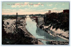 c1910 View of Erie Canal from NYC Bridge Lockport New York NY Vintage Postcard 