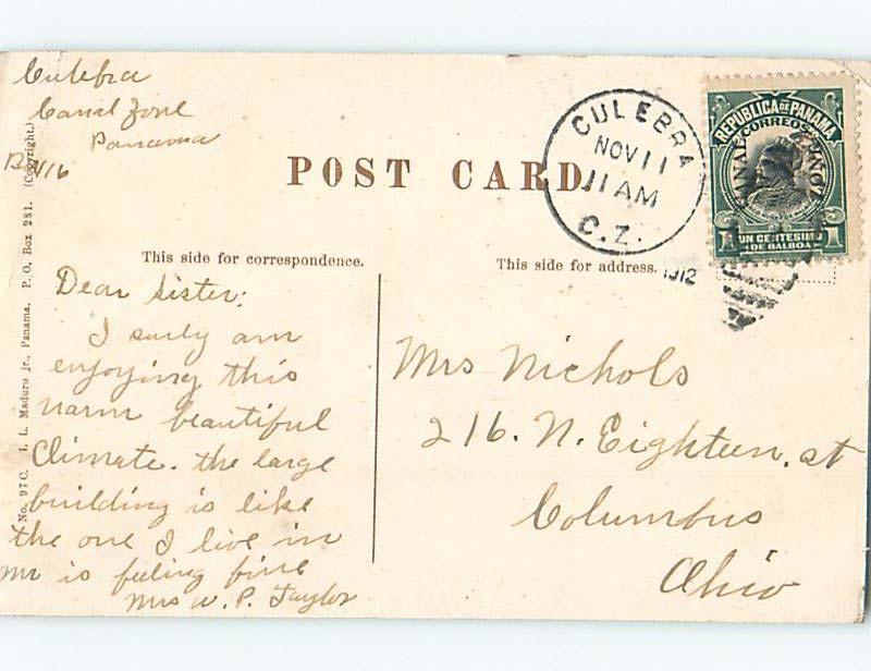 1912 postcard CANAL HOTEL AT PEDRO MIGUEL Panama City Panama F6703