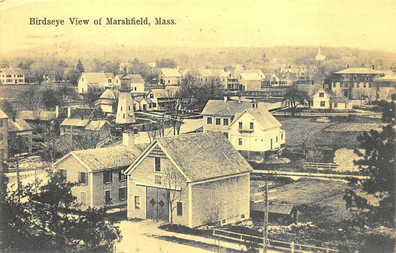 Marshfield MA Birdseye View in 1908 Postcard