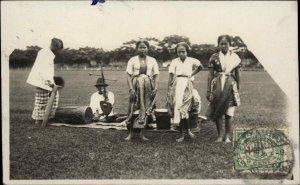 Batavia Java Indonesia Natives Music Instruments 1933 Used RPPC Postcard