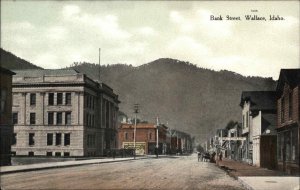 WALLACE IDAHO ID Bank Street Scene Antique Postcard