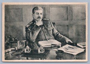 RUSSIAN LEADER STALIN BIRTHDAY GREETING VINTAGE ITALIAN COMMUNIST PARTY POSTCARD