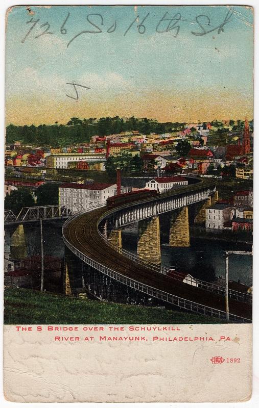 1908 Manayunk Philadelphia PA The S RR Bridge Over Schuylkill River DB Postcard