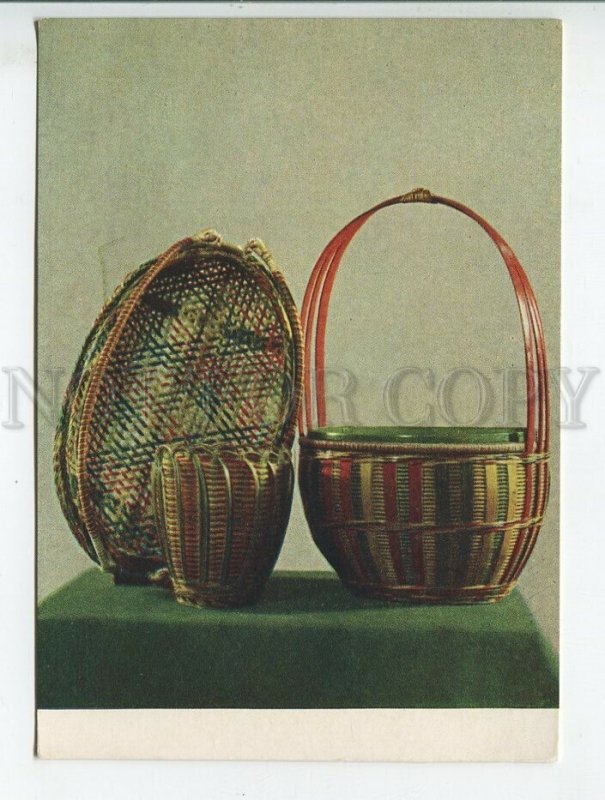 454234 USSR 1957 year Vietnam exhibition in Moscow wicker colored cane baskets