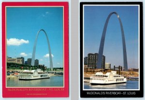2 Postcards ST. LOUIS, Missouri MO ~ Gateway Arch McDONALD'S RIVERBOAT  4x6