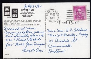 NY LAKE PLACID Motor Inn Sun and Ski Road to Whiteface Mountain pm1964 Chrome