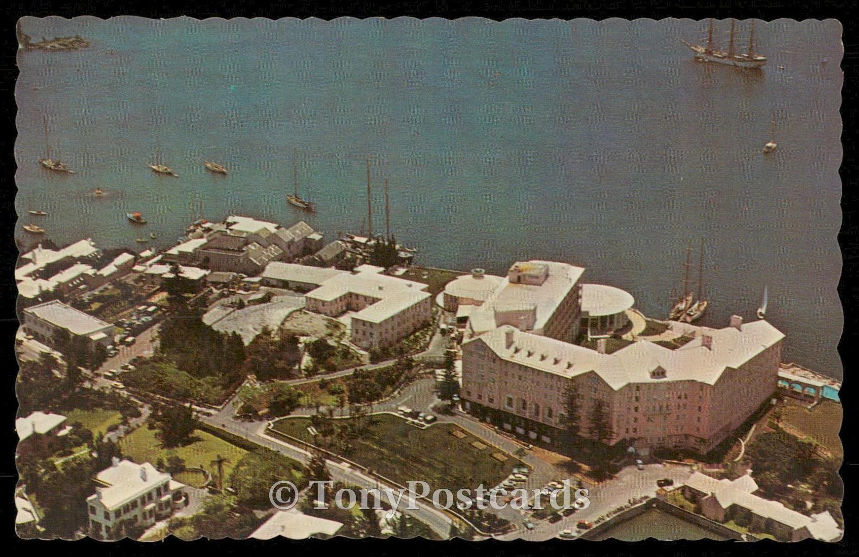 Aerial view of Bermuda's luxurious New Princess Hotel and a portion of