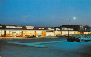 Raleigh North Carolina night scene at Cameron Village vintage pc DD7409