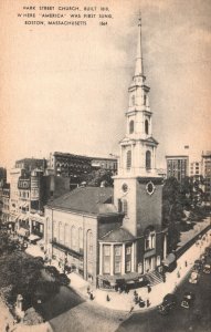 Vintage Postcard Park Street Church America Was First Sung Boston Massachusetts