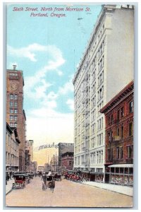 Portland Oregon Postcard Sixth Street North From Morrison St. Cars 1911 Antique