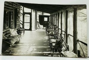 Black River Falls Wisconsin Fall Hall Glen Sun Porch at Lodge RPPC Postcard I10