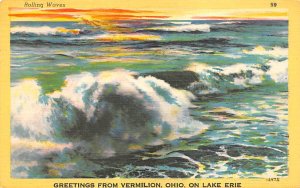Rolling Waves, Lake Erie Vermilion, Ohio OH Postcard