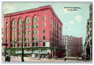 1913 Hamilton Building Exterior Street Road Akron Ohio Vintage Antique Postcard