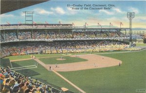 Postcard Ohio Cincinnati Crosley Field Red Baseball 1940s Teich 23-1938 
