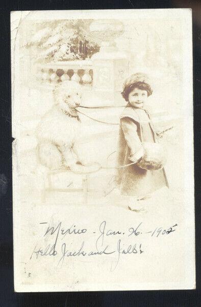 RPPC CUTE MEXICAN GIRL WITH POODLE DOG TO SEDALIA MISSOURI REAL PHOTO POSTCARD 2