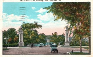 Vintage Postcard 1940 Entrance to Deering Oaks Street View Portland Maine