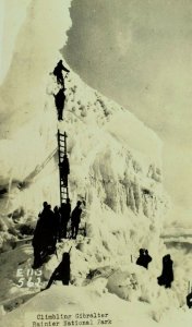 Vintage RPPC Climbing Gibralter Rainier National Park Real Photo Postcard P72