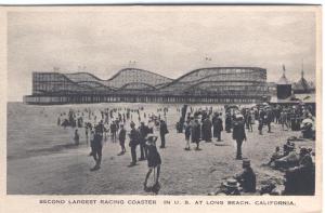 CA   LONG BEACH   full view ROLLER COASTER  postcard