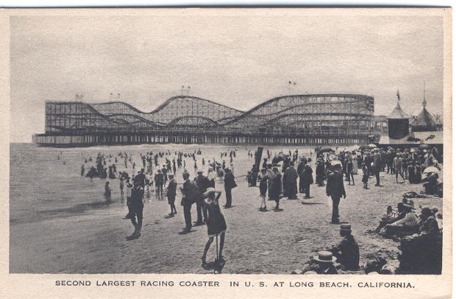 CA   LONG BEACH   full view ROLLER COASTER  postcard