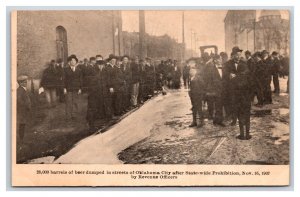 Dumping Beer Barrels 1907 State Prohibition Oklahoma City OK UNP DB Postcard V14