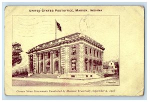 1910 United States Post Office Building Marion Indiana IN Antique Postcard