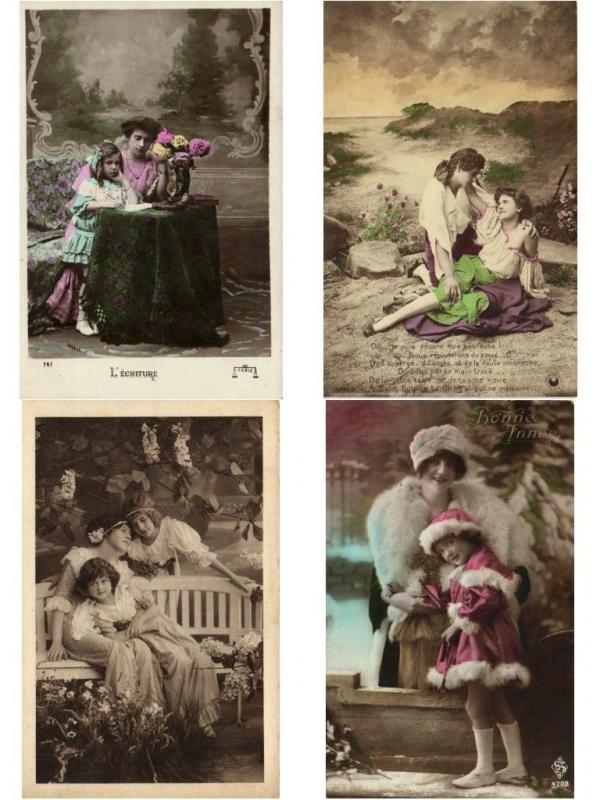 MOTHER AND CHILD FEMALE + CHILD MÈRE ET DE L'ENFANT GLAMOUR 191 REAL PHOTO CPA 