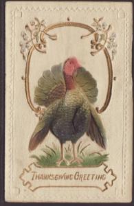 Thanksgiving Greeting,Turkey,Embossed Postcard 