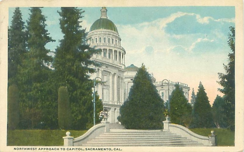 Sacramento CA State Capitol Northwest Approach White Border Postcard Unused