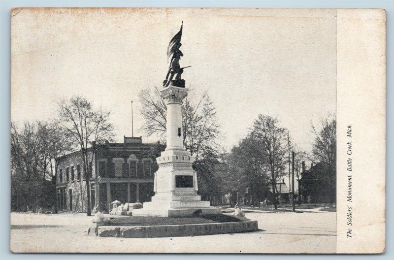 Postcard MI Battle Creek The Soldiers War Monument Pre 1908 View G27