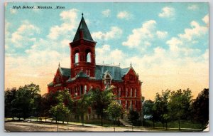 Mankato Minnesota~High School Red Bldg Street View~PM 1911~Vintage Postcard