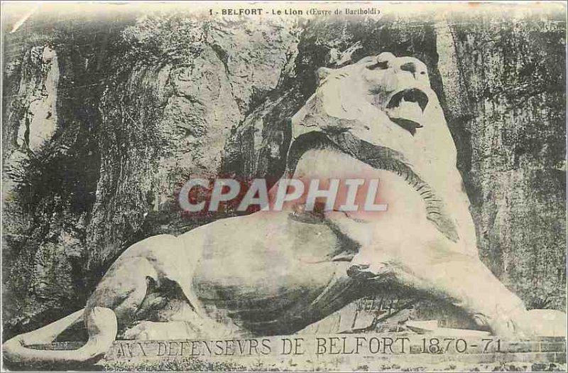 Old Postcard Belfort Lion euvre Bartholdi