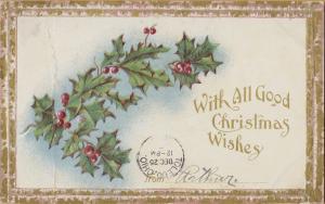 Vintage Christmas 1906-Embossed Holy With All Good