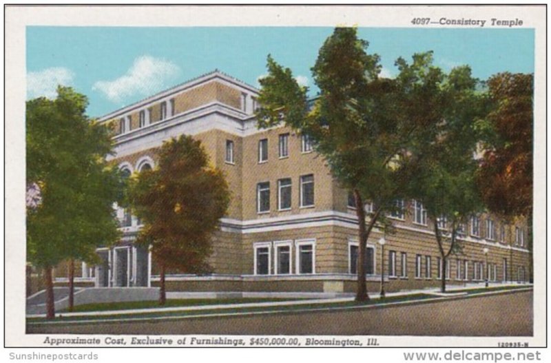 Illinois Bloomington Consitory Temple 1947 Curteich