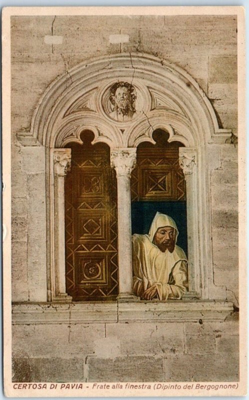 M-58838 Friar at the window by Ambrogio Bergognone Certosa di Pavia Italy