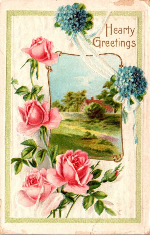 Hearty Greetings With Roses