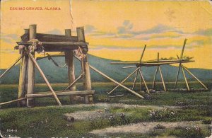 Alaska AK Eskimo Graves, Cemetery, Indigenous Inuit Religion, 1910? Spirituality