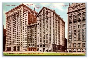 Row Of Buildings on Michigan Avenue Chicago Illinois IL UNP DB Postcard P22