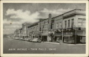 Twin Falls ID Main Ave Walgreen Drugs c1940s Postcard