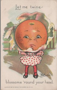 Artist Postcard Exaggeration Blossoms Round Your Head E Curtis Giant Orange Head