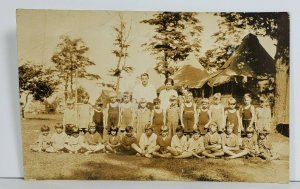 Rppc Children Summer Camp c1916 Swimsuits Tents Real Photo Postcard O4