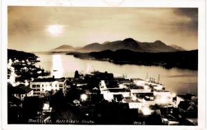 Ketchikan AK RPPC Moonlight Town View Unused AZO 1920