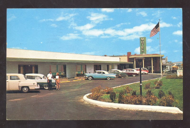 ARLINGTON VIRGINIA MOTEL MERRIMAC OLD CARS VINTAGE ADVERTISING POSTCARD VA.